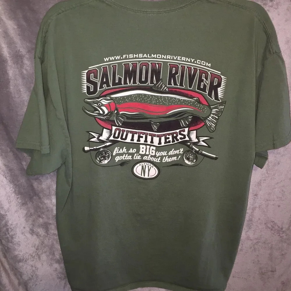 Salmon River men's graphic fishing Tee - Picture 2 of 6